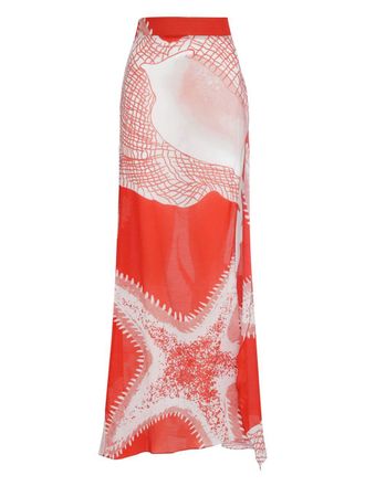 Amir Slama Maxi-rok met schelpenprint - Rood