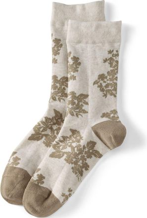 Lands End 1-Pack Novelty Crew Socks in Ivory/champagne Floral at Nordstrom