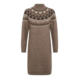 Cream Gebreide Jurk - Dames - Jurken - Bruin - Maat: L