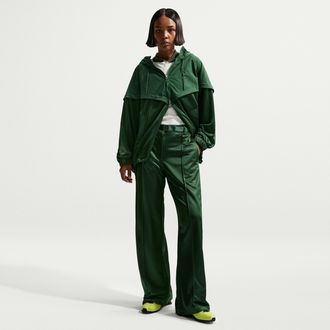 Nike Womens Nike Sportswear Loose Mid-Rise Belted Pintuck Pants in Green | IF0272-323