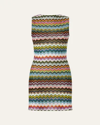 Missoni Mare Open-Back Striped Metallic Crochet Mini Dress