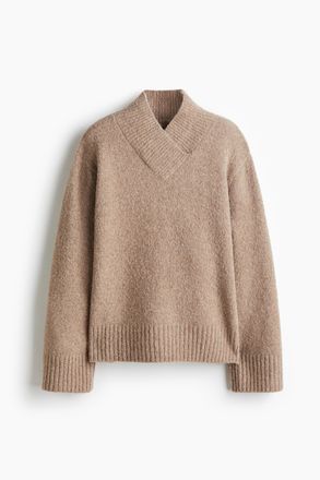 H&M V-Pullover aus Wollmix - Beige