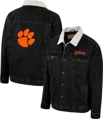 Wrangler Mens Colosseum x Wrangler Charcoal Clemson Tigers Western Button-Up Denim Jacket at Nordstrom, Size Large