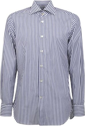 Kiton Overhemden, Heren, Blauw, XL, Shirt met verticale strepen