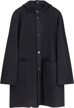 Paltò Cappotto con cappuccio e tasche - Nero