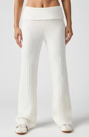 Florence By Mills Mini Cable Stitch Foldover Sweater Pants in Jet Stream at Nordstrom, Size Xx-Small