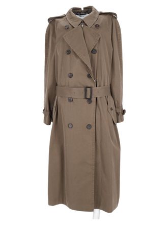 Maison Margiela Belted Fold-Over Collar Knee-Length Cotton Trench Coat