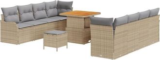 vidaXL Vidaxl - Garden Sofa Set Height-Adjustable 11 pcs Beige Poly Rattan