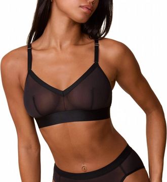 Harper Wilde Comfort Mesh Sheer Triangle Bralette In Black