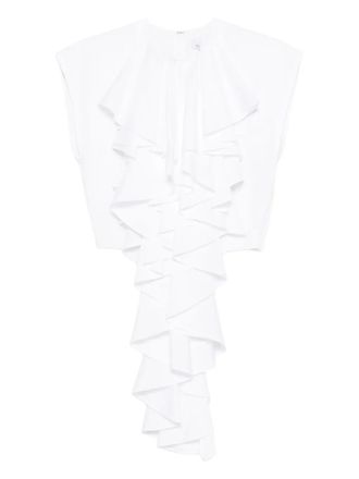 Viktor & Rolf Jabot ruffle top - women - Cotton - L - White