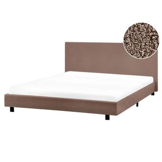 Beliani Cama Moderna De Boucl&eacute; 160 X 200 Cm Con Somier Y Cabecero Marr&oacute;n Albi