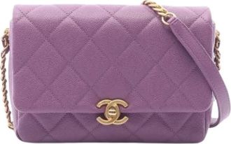 Chanel Pre-owned Cross Body Bag - Dames - Vintage Schoudertas - Paars - ONE Size - Leer - Vintage