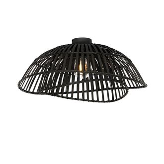 QAZQA Qazqa - Oriental Plaf&oacute;n Oriental De Bamb&uacute; Negro 62 Cm - Pua Bamb&uacute; /acero Redonda Adecuado Para Led Max. 1 X 40 Watt