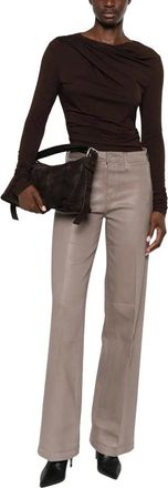 L'agence Clayton Coated Wide-Leg Jean - female - LAgence - Wide Trousers - Gray - W25 - Trousers
