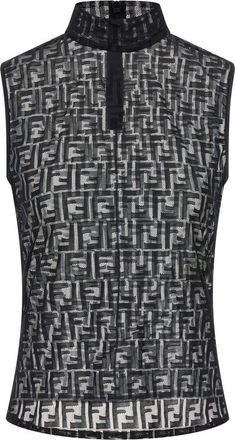 Fendi Black FF lace top