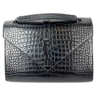 Saint Laurent Borsa a spalla con catena media effetto busta pre-owned con rilievo - - Pre-owned - Donna - Nero - ONE SIZE