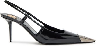 Saint Laurent Jeanne 75 Patent Leather Slingback Pumps - Black