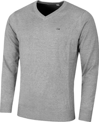 Calvin Klein Mens V-Neck Sweater - Grey Marl - XXXXL