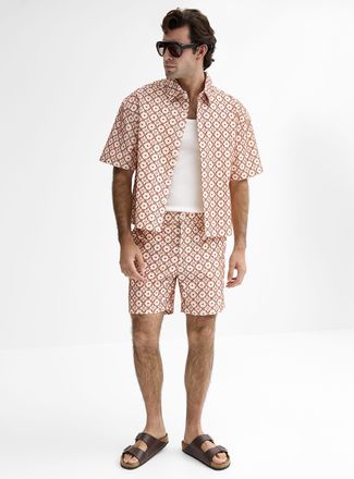 Le 31 Mens Simple flower embossed jacquard short