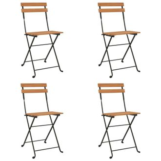 vidaXL Sillas Cafeter&iacute;a Plegables 4 Uds Acero Y Madera Maciza De Teca Vidaxl