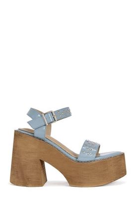 Azalea Wang Elizabella Block Sandal in Blue at Nordstrom, Size 6.5
