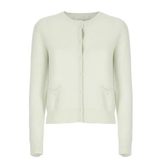 VANIS&Eacute; Cashmere Knitwear, female, Green, XS, Green Cashmere Cardigan Round Neck Jumper