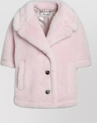 Max Mara short sleeve faux fur animal fiber coat
