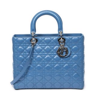 Dior Pre-owned Womens Large Lady Zip Shoulder Bag - Blue - One Size