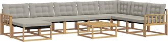 vidaXL Conjunto De Sof&aacute;s De Exterior 9 Uds. Blanco Y Gris Claro Vidaxl