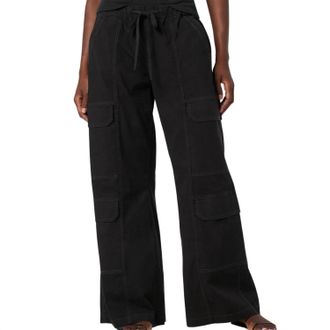 Hudson Womens Drawstring Parachute Wide Leg Cargo Pant In Black