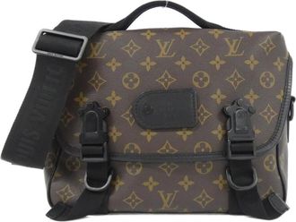 Louis Vuitton Black Brown Coated Canvas Shoulder Bag (Pre-Owned)