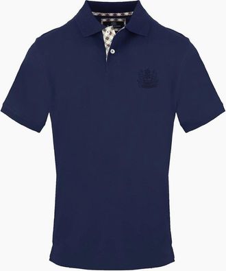 Aquascutum Mens Embroidered Collared Neck Short Sleeve Polo Shirt - Navy - Size: 36