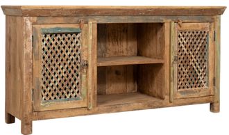 Biscottini International Mueble De Tv De Madera Maciza Reciclada Con Acabado Envejecido
