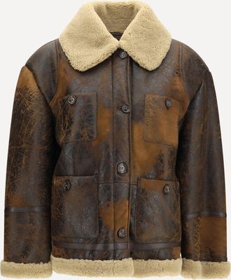 Valstar Oversized leather Jacket with shearling collar Female 44