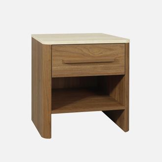 Sweeek Mesita De Noche Y Efecto Madera Travertino 1 Caj&oacute;n