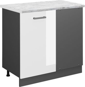 Vicco Armario De Esquina R-line, Blanco Alto Brillo, 86 Cm Et M&aacute;rmol, Vicco