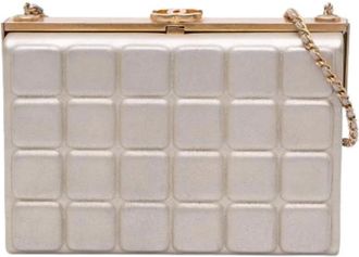 Chanel Pre-owned Vintage Frame Crossbody - Dames - Vintage Clutch - Beige - ONE Size - Leer - Vintage