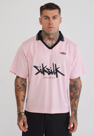 Siksilk Mens Pink Football Polo T-Shirt XXL