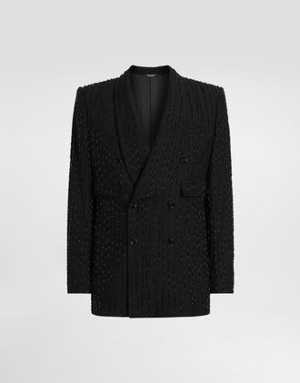 Dolce & Gabbana Double-breasted Sicilia Jacket In Embroidered Virgin Wool - Man Suits And Blazers Multi-colored 48