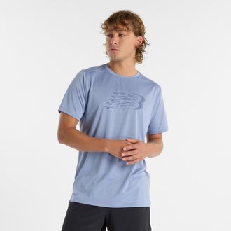 New Balance Laufshirt NEW BALANCE Sport Essentials Printed Run T-Shirt, Herren, Gr. XXL, dusk shower, Obermaterial: 100% Polyester, Shirts Laufshirt
