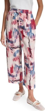 DKNY Print Pull-On Linen Pants in Urban Bloom at Nordstrom, Size X-Large