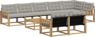 vidaXL Conjunto De Sof&aacute;s De Exterior 9 Uds. Blanco Y Gris Claro Vidaxl