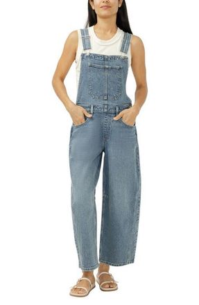 Silver Jeans Co Barrel Leg Denim Overalls in Miramar at Nordstrom, Size Medium