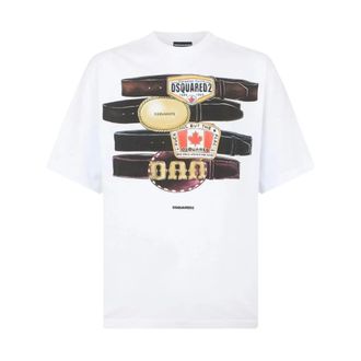 Dsquared2 T-Shirts, male, White, Size: 2XL Iconique Loose Fit Tee