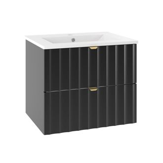 Petits Meubles Mueble lavabo individual encastrado paneles de melamina y mdf negro