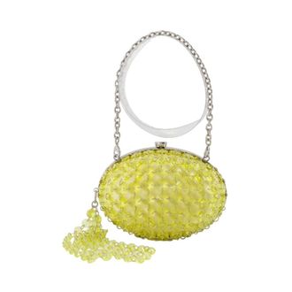 Self Portrait Oval Crystal Chain Clutch - female - Self Portrait - Clutches - Yellow - ONE SIZE - Bags