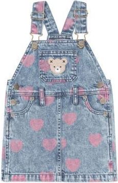 Huxbaby Dreamy Denim Hearts Pinafore in Denim/cherry at Nordstrom, Size 6-12M Au
