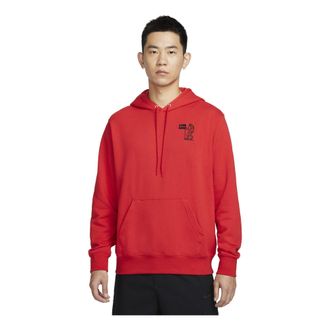 Nike Club Fleece Graphic Pullover Hoodie Asia Sizing CNY University Red HQ8595-657