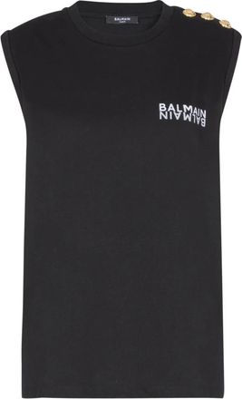 Balmain Paris Tank Top - Dames - Tops zonder mouwen - Zwart - XS - Katoen - Tops