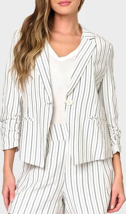 Gibsonlook City Stroll Blazer In Parchment Pinstripe